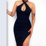 Summer Sleeveless Sexy Slim Cross Halter Neck Maxi Dress