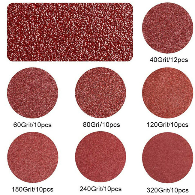 5 Inch 125mm Red Aluminum Oxide Sand Paper Metalworkig Rust Removal Sanding Disc