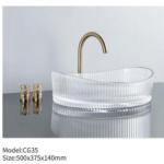 Modern Design Style Factory Price Coloured Bathroom Sinks Art Tempered Glass