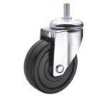 medium duty 4" swivel black rubber caster, soft rubber castor swivel