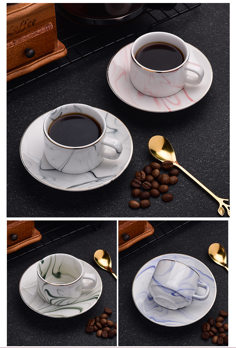 80ml Set Of 6 Nordic Marble Coffee Mugs Ceramic Tea Cups