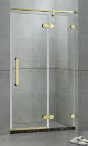 Quality Golden Inline Frameless Shower Door Hinged Tempered Glass With 180 Degree Magnetic Seals wholesale