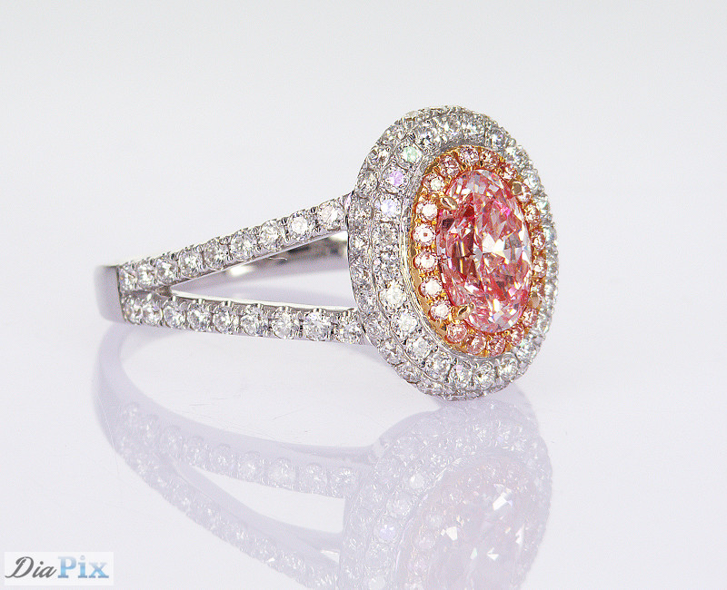 0.89ct Lab Created Synthetic Fancy Pink CVD Diamond IGI Certified 18K White Gold Set Diamond Ring