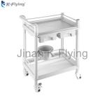 Double Drawers ABS Plastic Movable Nursing Treatment Medical Trolley Cart