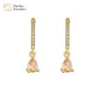 Colored Water Drop Diamond Zircon Crystal Pendant Stud Earrings 18k Gold Plated
