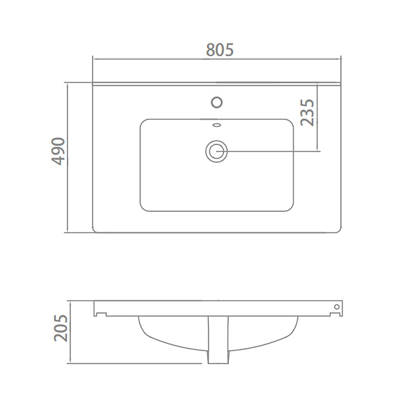 UPC Counter Top Basin , White Vanity Rectangular Wash Hand Basin