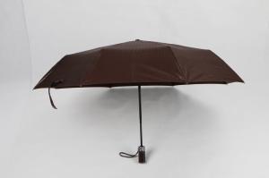 Quality Brown Small Automatic Umbrella , Mini Auto Open Compact Travel Umbrella wholesale