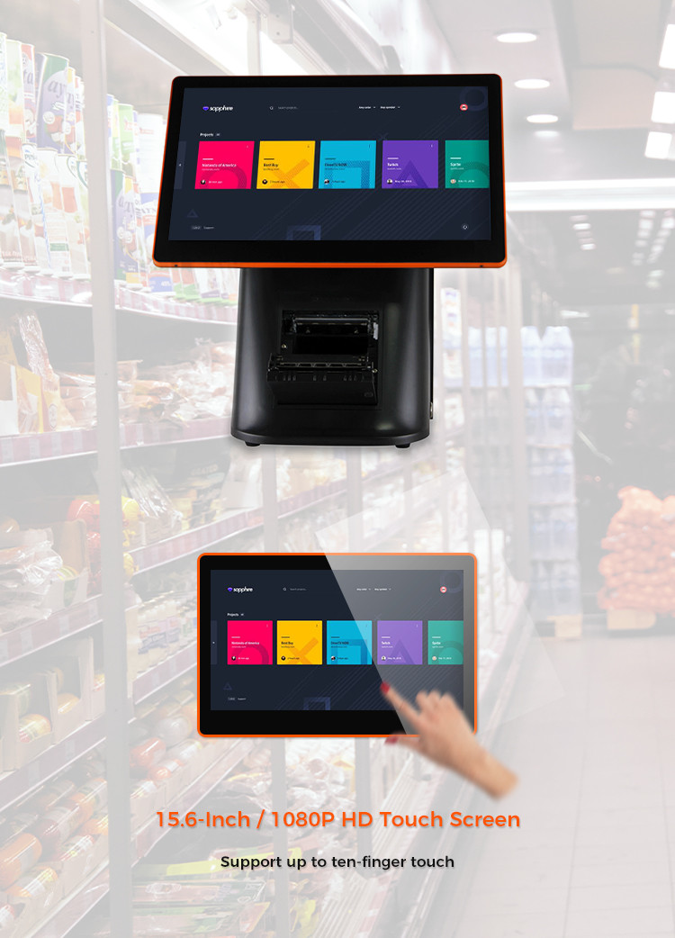 Carav Multi Point Touch Dual Screen FC Certified Pos Machine For Supermarket