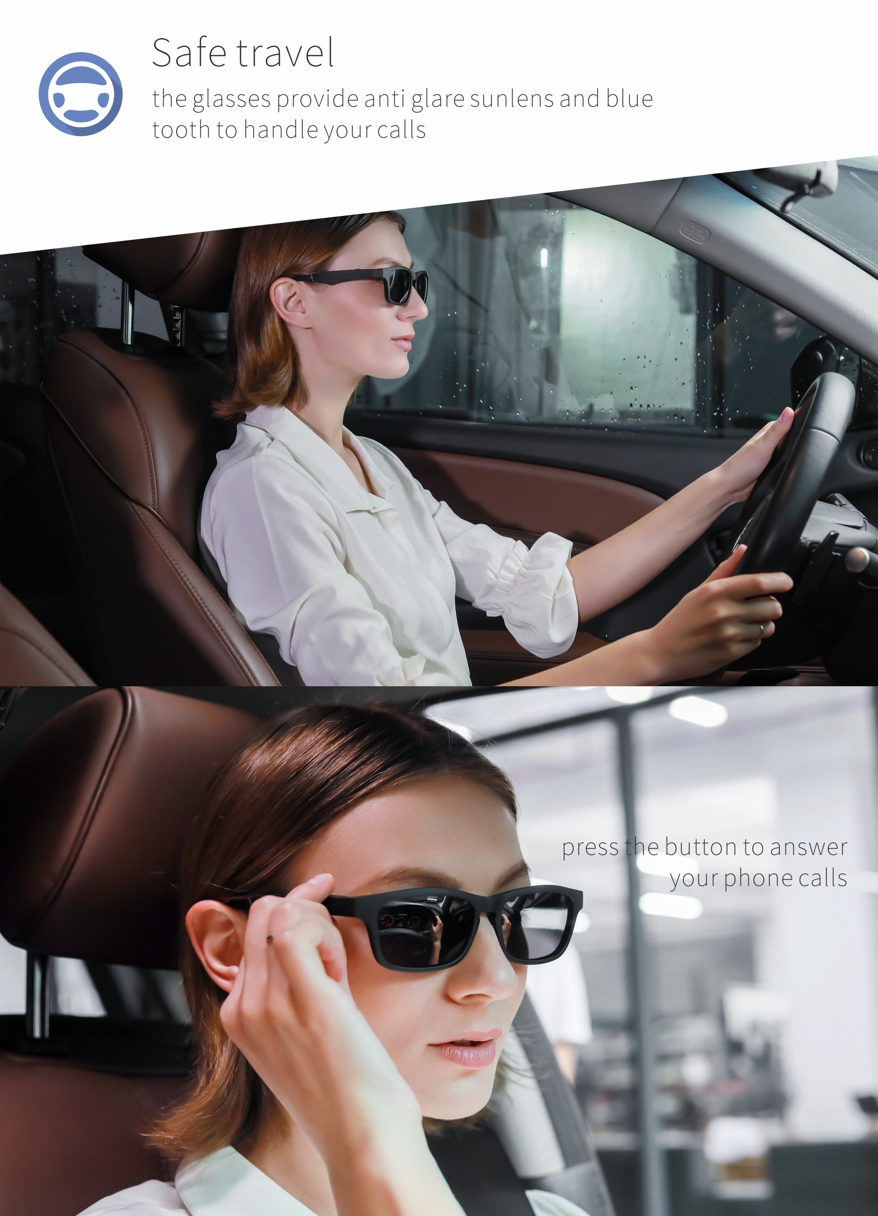 Video Sun Google Smart Glasses BT 5.0 Music Wireless Calling Bluetooth Waterproof