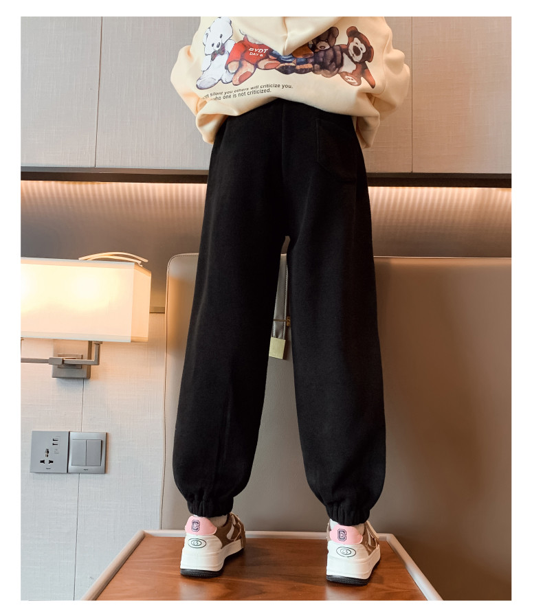 Children's suit thickened sports hoodie children's clothes autumn and winter trend cartoon girl warm two-piece set