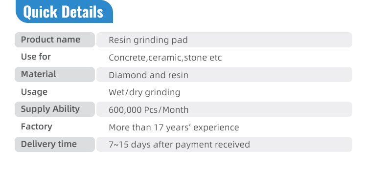 3" 4" Resin Bond Diamond Grinding Abrasive Pad for Concrete Floor Surface on Grinder