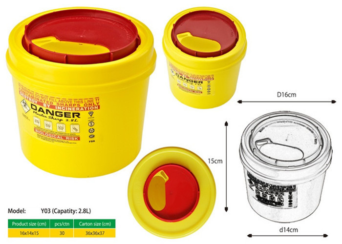 2.8 Litre Sharps disposal container, Sliding Lid, Red,Sharps Container | WinnerCare