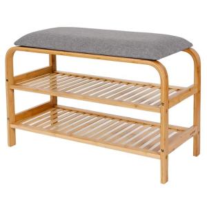 Quality Eco Friendly Bamboo Shoe Rack Furniture Entryway Shoe Storage Bench With Cushion wholesale
