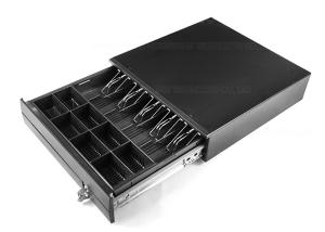 Quality Black Locking USB Cash Drawer / Metal Cash Box With Lock 5 Bill Compartments 410E wholesale