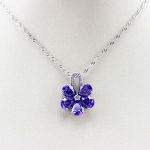 Quality Women Jewelry Purple Cubic Zircon Flower Pendant Necklace (PSJ0223) wholesale