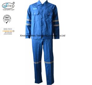 Quality Cotton Blue Fireproof Boiler Suit With Reflective Trim Anti Static 240gsm wholesale