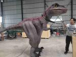 Life Size Red Striped Raptor Costume Smoke Effects