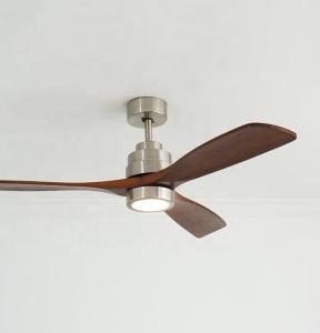 Quality LED Ceiling Fan Metal Body Solid Wood Blades OEM Color Dimmable LED Lighting Ceiling Fan wholesale