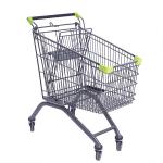 Four Wheels Metal Supermarket Shopping Trolley Foldable Handle Type