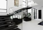 Contemporary Straight Flight Staircase Glass Railing Straight Flight Wooden