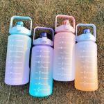Lightweight 550/750/1000ML Gradient Color Plastic Motivational Water Bottle Set