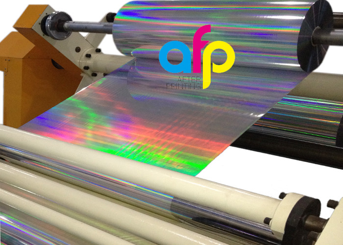 20 Mic PET Dry Holographic Film Roll , Clear Polyester Film With Rainbow Pattern