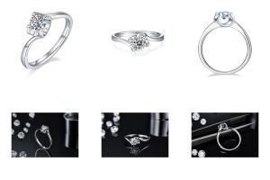 Quality 9K with Silver Ring Trapezoidal White Moissanite Diamond Minimalist Wedding Jewelry wholesale