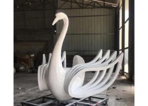 Quality Large Size Beautiful Lifelike Stainless Steel Sculpture White Swan Sculpture wholesale