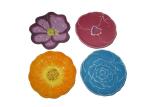 Embossed Hand Painted Ceramic Candy Dish , Flower Shaped Ceramic Trinket Dish