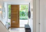 Double Swing Outdoor Solid Wood Door With Tempered Clear Glass Inserts