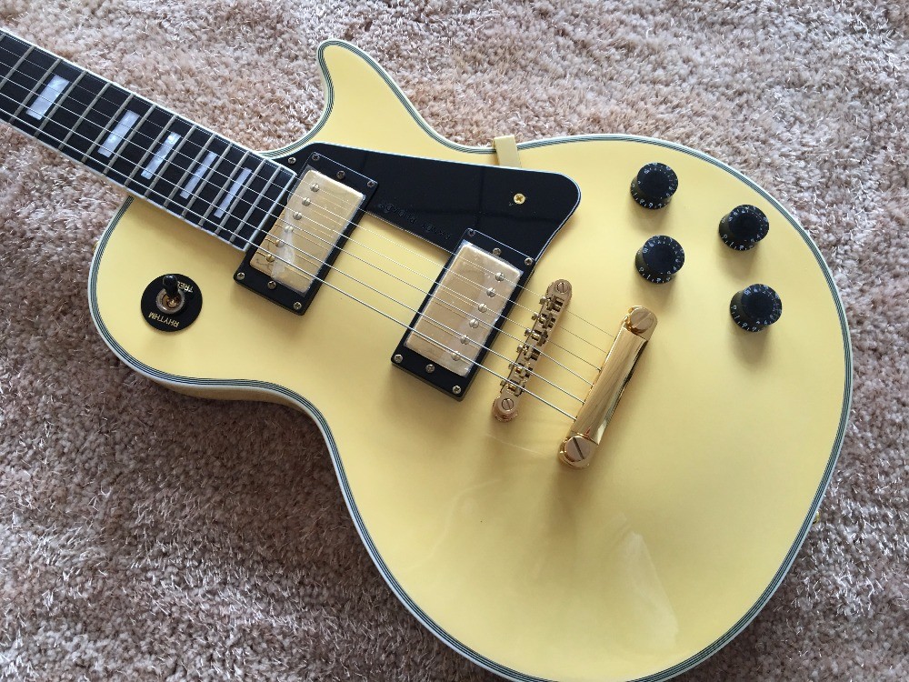 Custom guitar shop lp electric guitar Cream color 7 ply binding Ebony fingerboard Golden hardwares Grover tuner Randy Rh