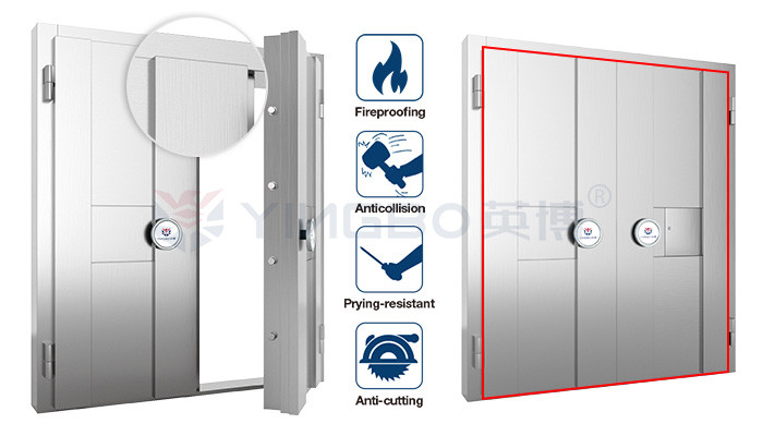H2200*W1980mm Fireproof Vault Door Stainless Steel Security For Hotel Commercial Bank Strong Room Door