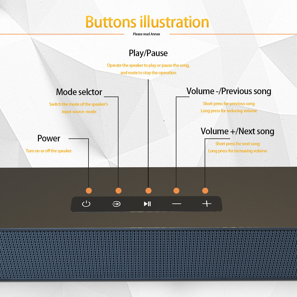 Movie Sound Mode FM Radio Soundbar 20Hz-20kHz Frequency Response