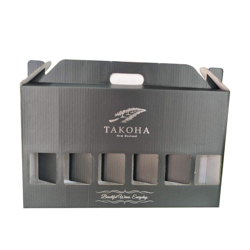 Corrugated Board 6 Pack Bottle Beer Carrier Custom Size Wine Boxes