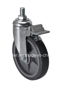 Quality Edl Medium 6&quot; 130kg Threaded Brake PU Caster Z5746-77 with Ball Bearing in Grey Color wholesale