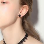 Newest fashion jewelry cool women earrings round black stud earrings