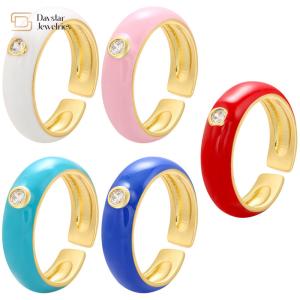 Quality Simple Zircon Chunky Dripping Oil Rings Adjustable Summer Jewelry wholesale