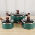 Aluminum Non Stick 3pcs Cookware Set Soup Cooking Pot Single Handle Milk Pot