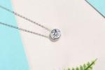 Women 1ct Diamond Moissanite Solitaire Necklace 925 Sterling Silver OEM