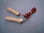 leather jump rope with red beech wooden handle