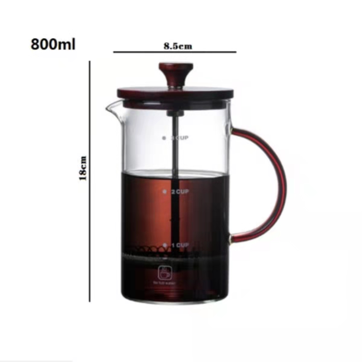 400ml Capacity Round Glass French Press Coffee Maker for Portable Kitchen Accessories