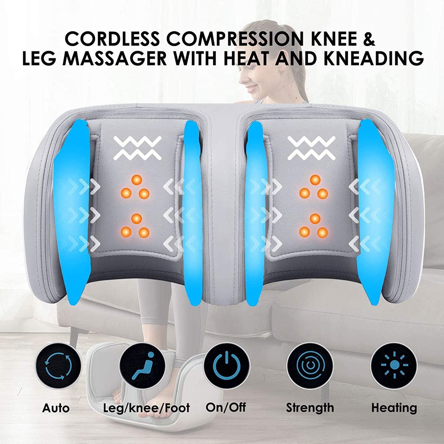 FCC Dual Leg Knee Joint Massager Air Compression Physiotherapy Therapy Electric Heating