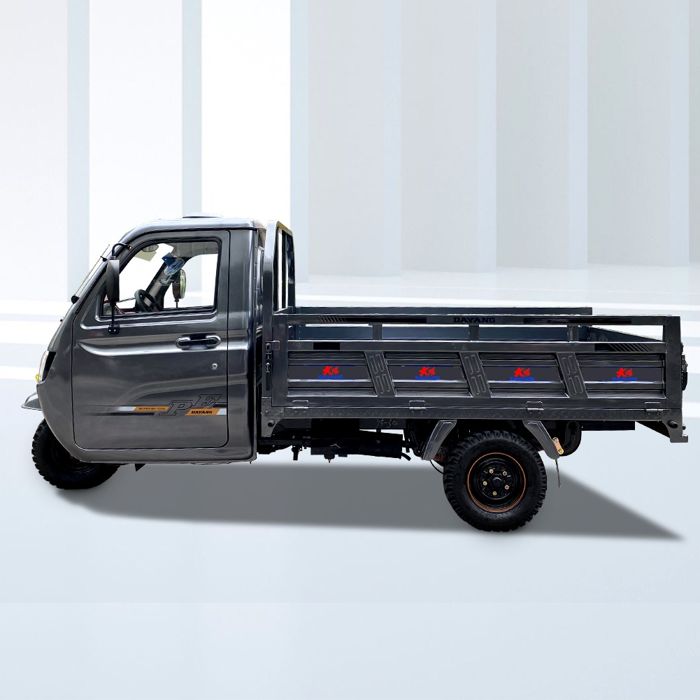 300cc Gaoline Tricycle in Gray Closed Cab Three Wheel Motorized Van For Cargo Hauling