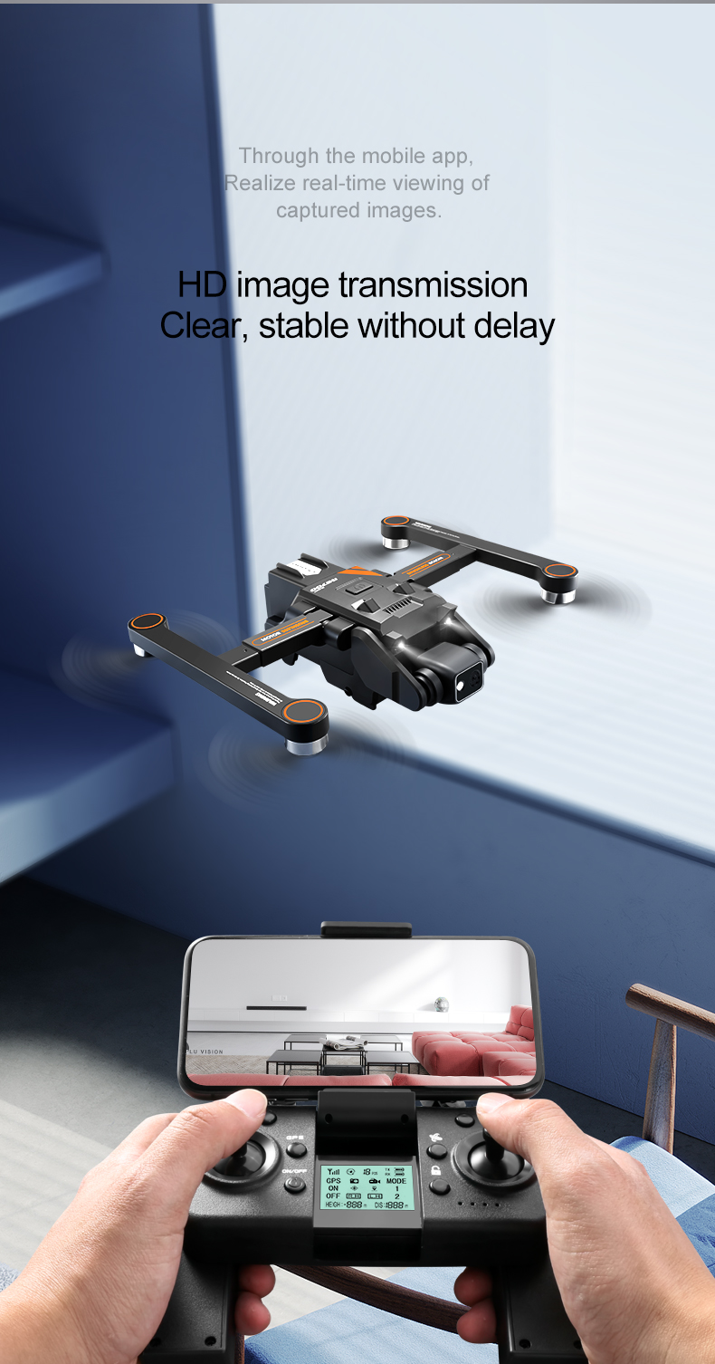 High Hold RC Quadcopter with 4K HD Camera and FPV Foldable Design 100m Remote Control Distance 3.7V 1800mAh Battery
