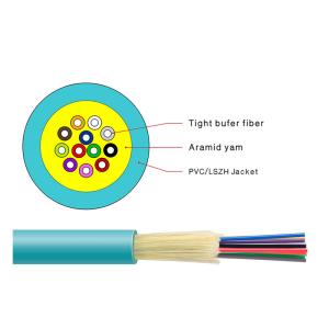 Quality Flame Retardant OM3 150/300 Indoor Fiber Optic Cable 6 / 8 / 10 Core wholesale