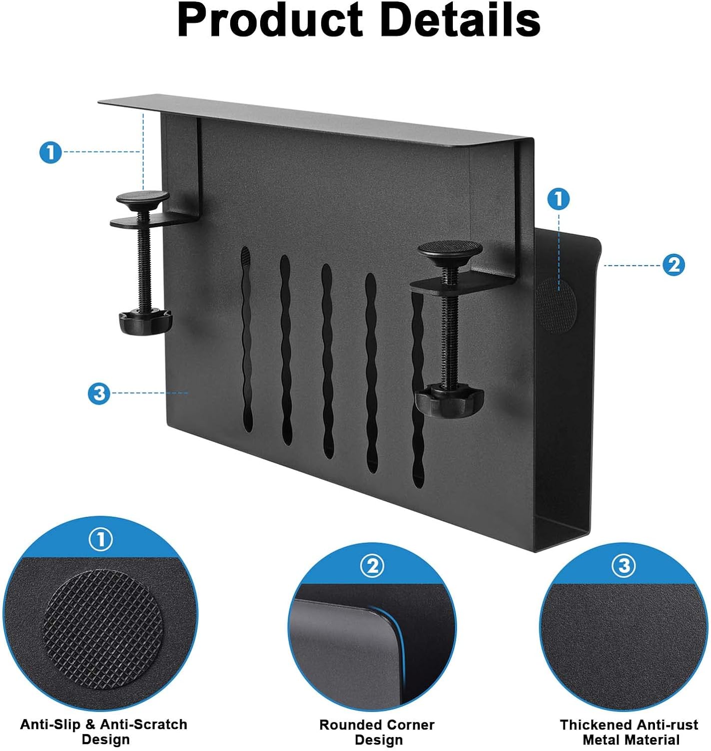 Efficiently Manage Wires with 40*10*12cm Under Desk Cable Organizer Tray Clamp Mount