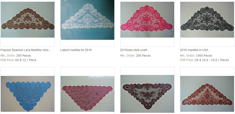 Embroidery Mantillas Catholic Church Veils Headcovering Mass Size 120*60cm Spanish Veils