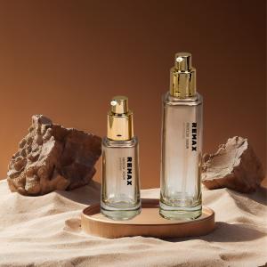 Quality Wholesale Gold-plated Cap Gradient Glass Cream Jar Lotion Bottle Cosmetics Empty Packaging wholesale
