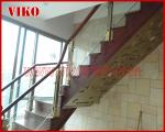 Solid Wood Staircase VK67S Wooden Handrail Tread Beech ,Railing tempered glass,
