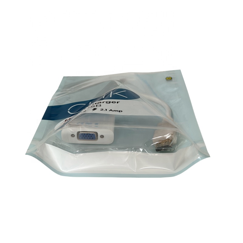 Glossy Clear Plastic Ziplock Pouch Bag For Mobile Phone Case And USB Cables Packaging